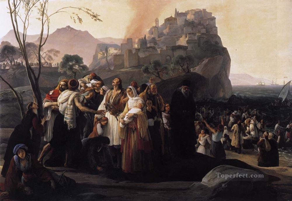 The Refugees Of Parga Romanticism Francesco Hayez Oil Paintings